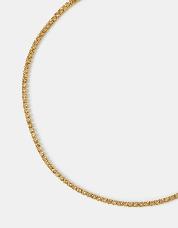 14ct Gold-Plated Tennis Choker Necklace, , large