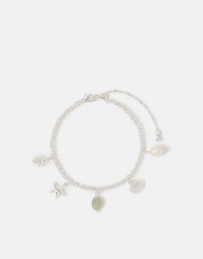 Sterling Silver-Plated Ocean Charm Bracelet, , large