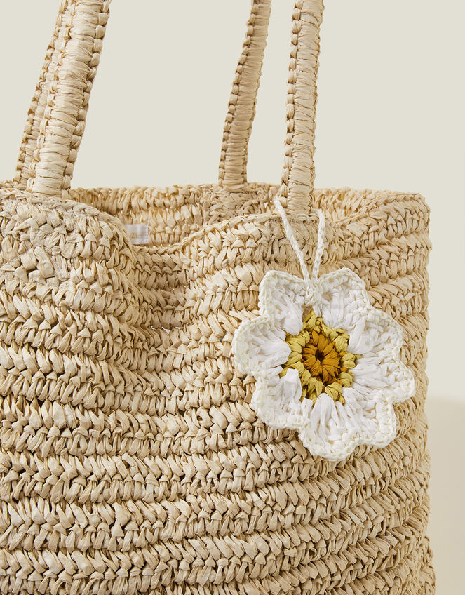 Raffia Daisy Shopper Bag, , large