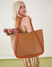 Contrast Piping Shoulder Bag, , large