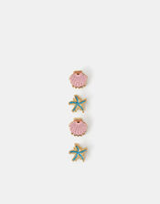 4-Pack Mini Starfish & Shell Claw Clips, , large