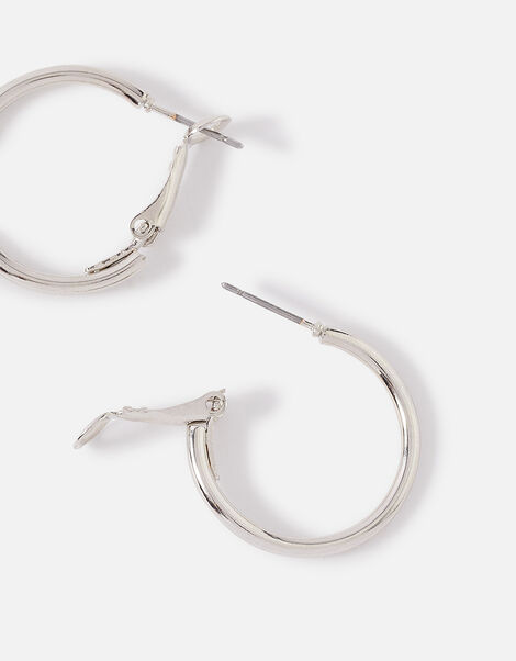 Small Simple Hoop Earrings Silver, Silver (SILVER), large
