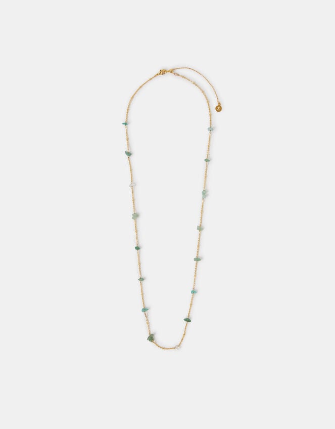 14ct Gold-Plated Long Semi-Precious Stone Station Necklace, , large