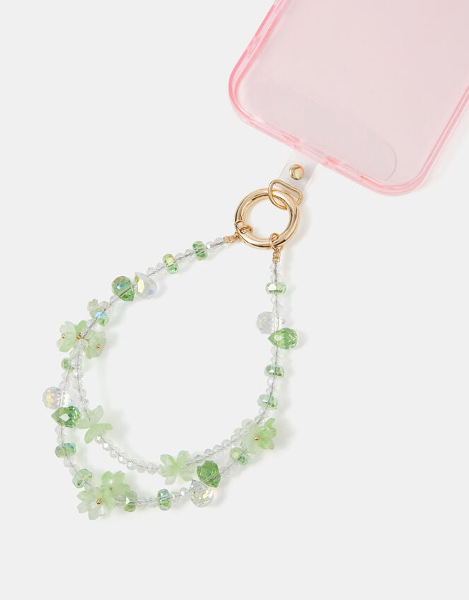 Flower Beaded Wrist Phone Strap, , large