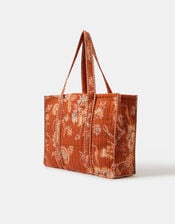 Floral Print Quilted Tote Bag, , large