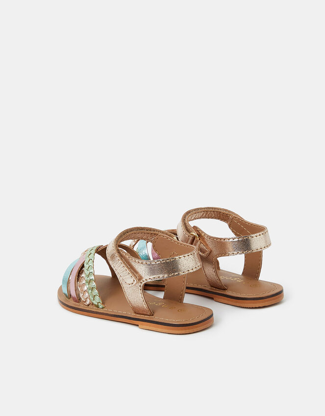 Girls Strappy Leather Sandals, Multi (BRIGHTS MULTI), large