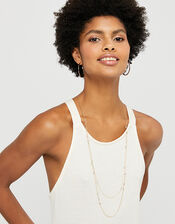 Gold-Plated Layered Chain Gem Rope Necklace, , large