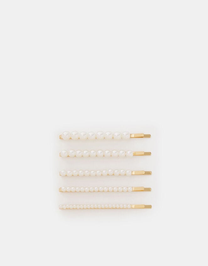 5-Pack Pearl Hair Slides, , large