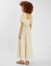 Embroidered Puff Sleeve Maxi Dress, Natural (NATURAL), large