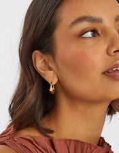 14ct Gold-Plated Molten Hoop Earrings, , large