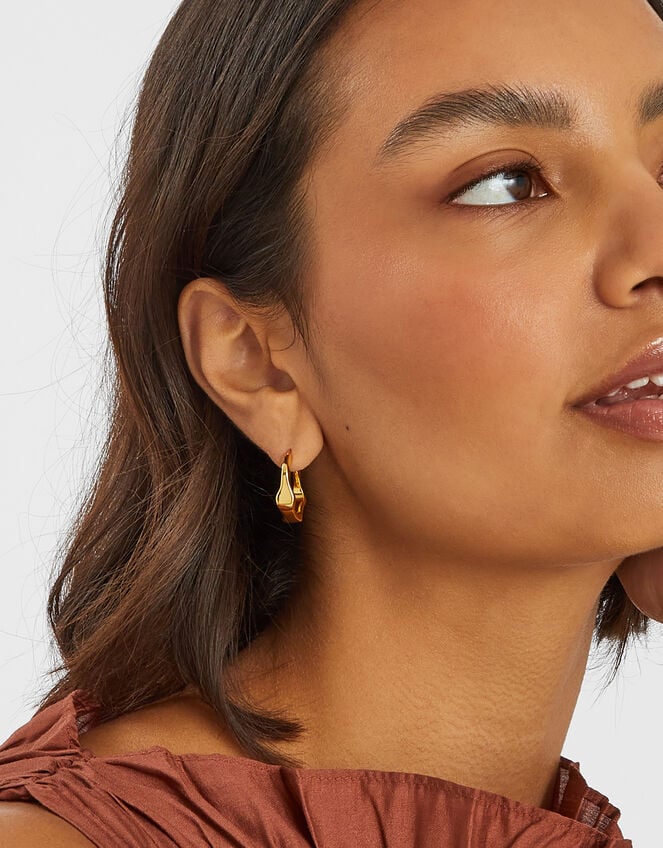 14ct Gold-Plated Molten Hoop Earrings, , large