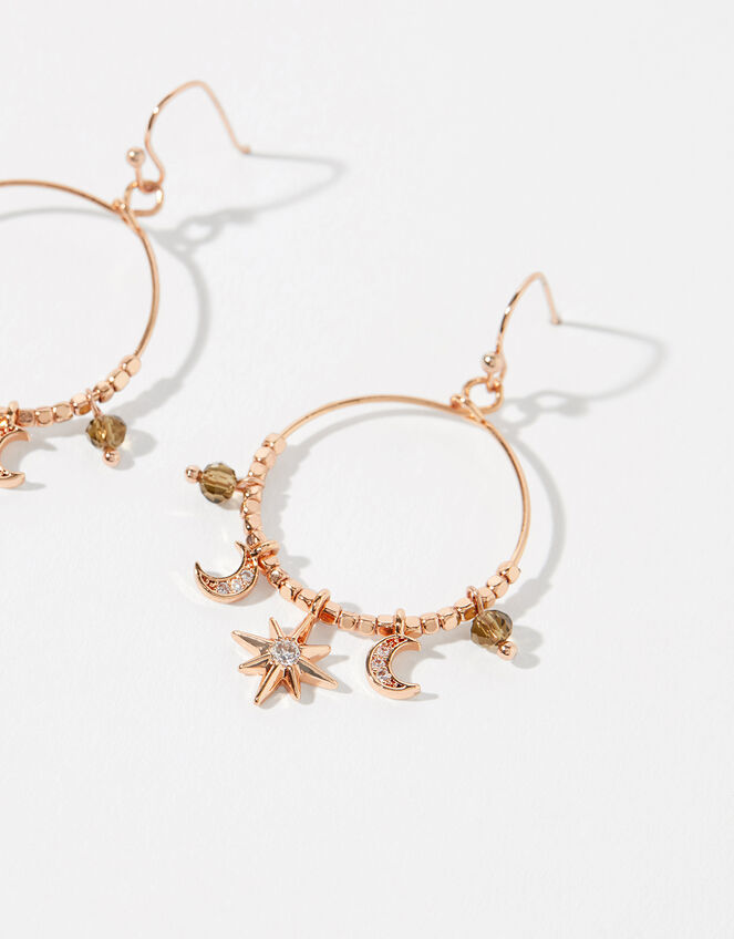 Sparkle Star and Moon Hoop Earrings, , large