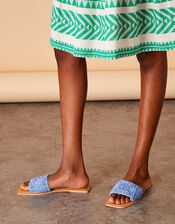 Embellished Beaded Sliders, Blue (BLUE), large