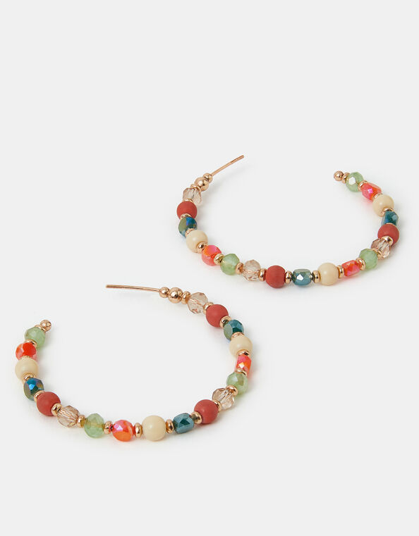 Mix Bead Hoop Earrings, , large
