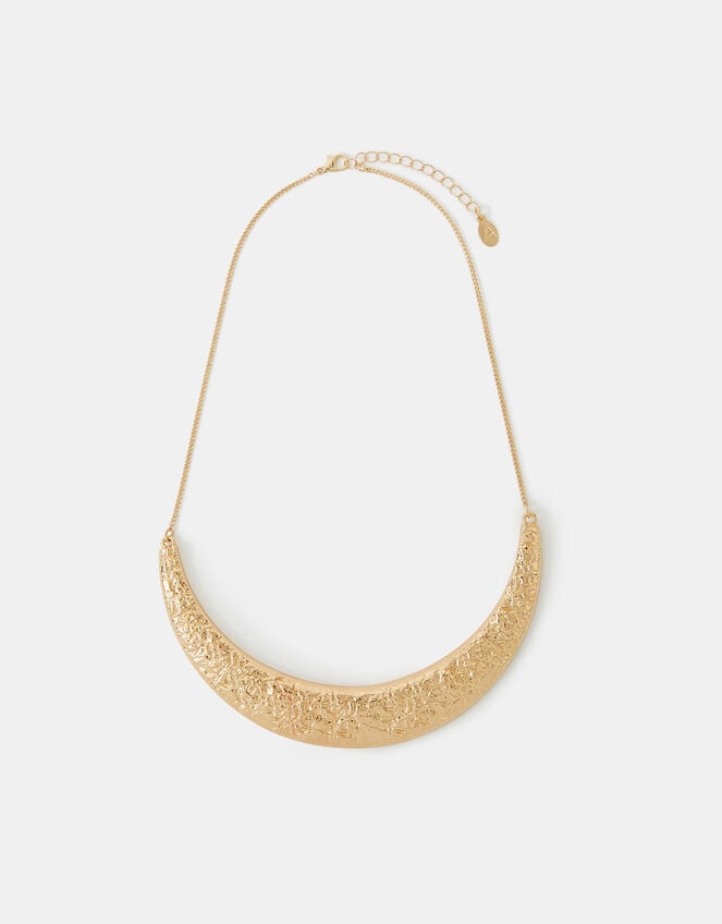 Textured Crescent Collar Necklace, , large