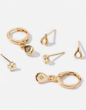 14ct Gold-Plated Lucky Earrings Set of Three, , large