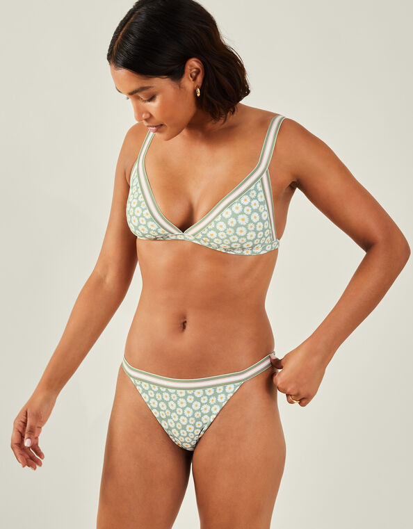Daisy Print Bikini Bottoms, Green (LIGHT GREEN), large