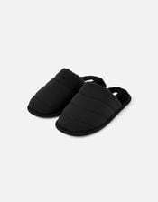 Chevron Quilted Slippers, Black (BLACK), large