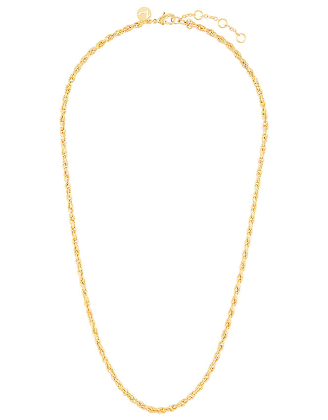 Gold-Plated Twisted Rope Chain Necklace, , large