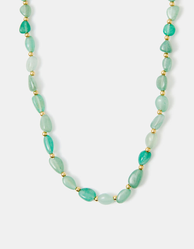 14ct Gold-Plated Aventurine Stone Necklace, , large