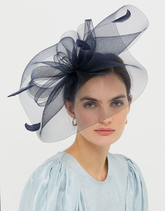 Large Double Bow Crin Headband, Blue (NAVY), large
