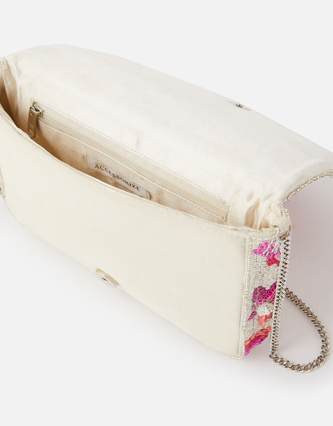 Floral Sequin Clutch Bag , , large