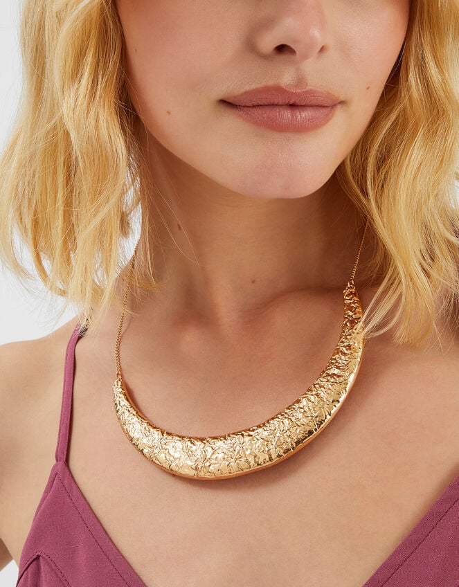 Textured Crescent Collar Necklace, , large