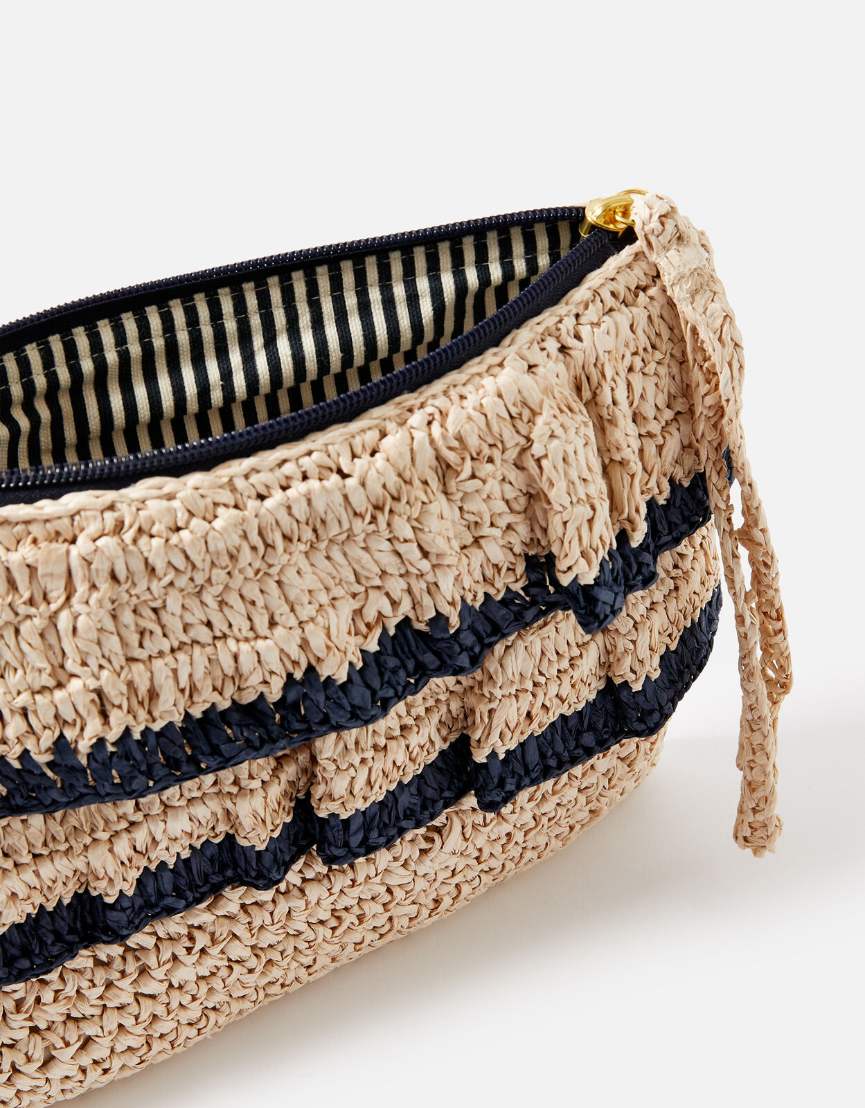 Ruffle Raffia Clutch Bag