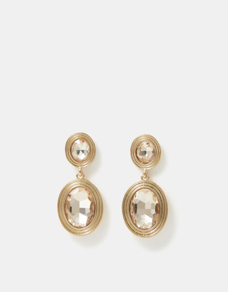 Double Oval Gemstone Drop Earrings , , large