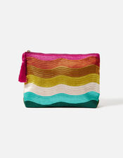 Rainbow Wave Embroidered Wash Bag, , large