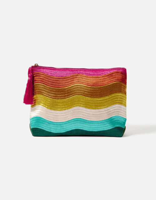 Rainbow Wave Embroidered Wash Bag, , large
