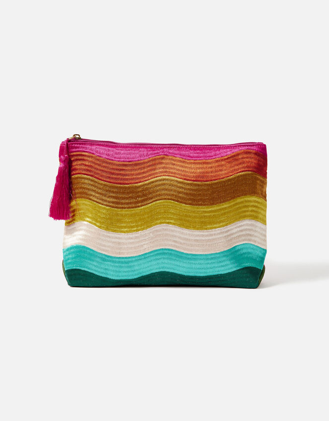 Rainbow Wave Embroidered Wash Bag, , large