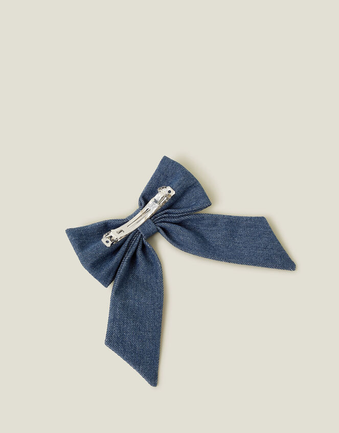 Denim Bow Hair Clip, , large