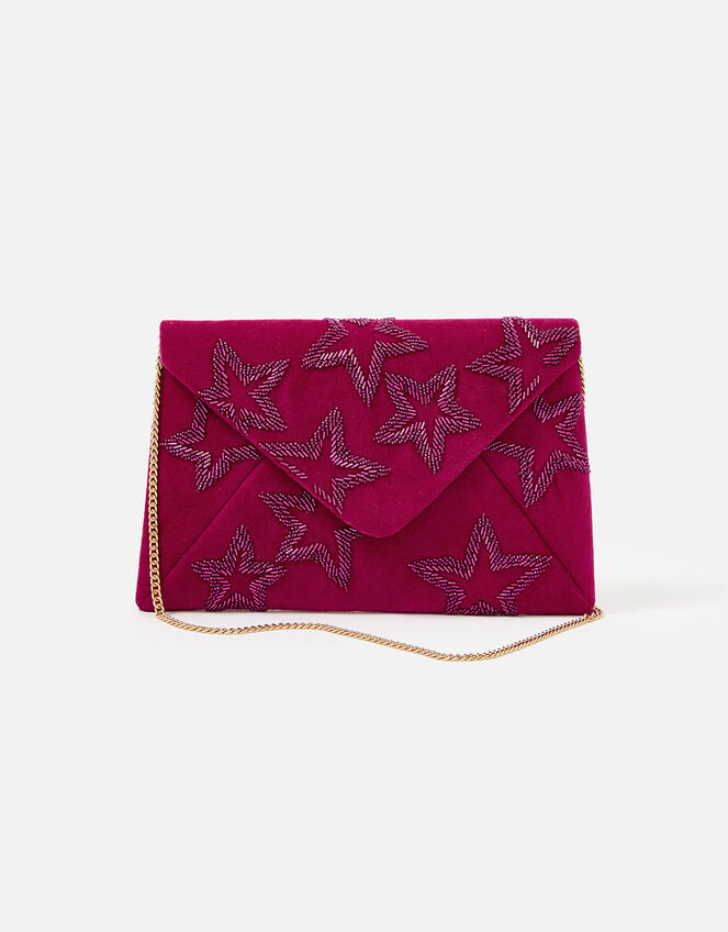 Beaded Star Velvet Clutch, , large