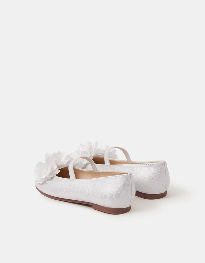 Girls Corsage Flower Ballet Flats, Ivory (IVORY), large