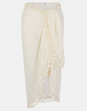 Tassel Trim Sarong, Ivory (IVORY), large