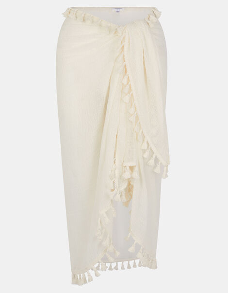 Tassel Trim Sarong, Ivory (IVORY), large