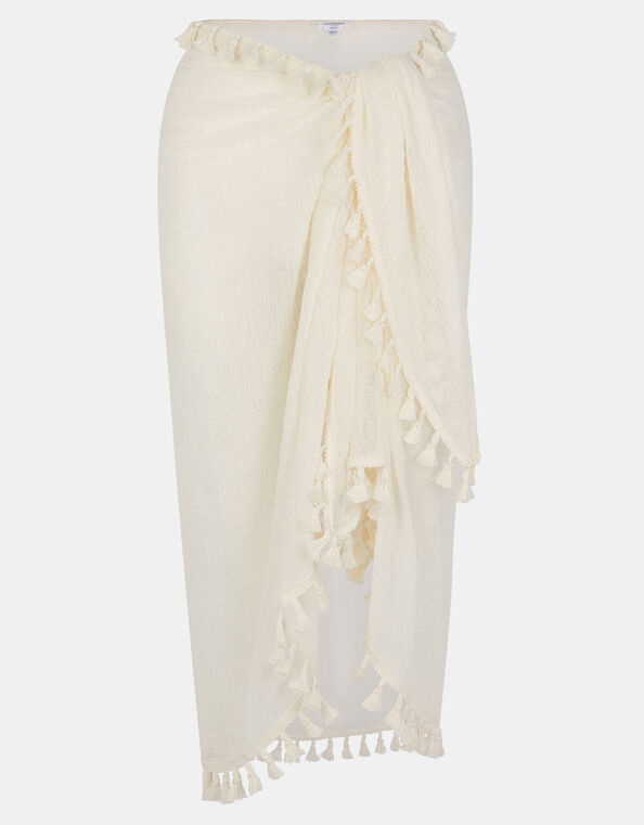 Tassel Trim Sarong, Ivory (IVORY), large