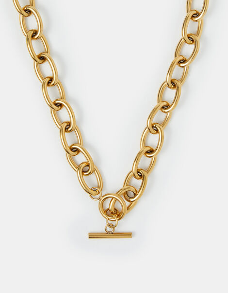 Stainless Steel Chunky T-Bar Necklace, , large