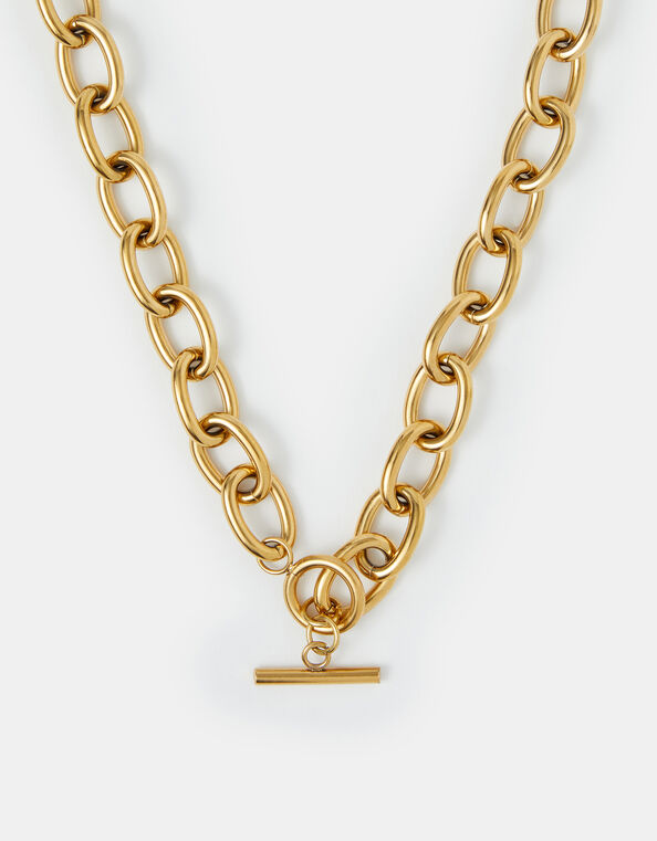 Stainless Steel Chunky T-Bar Necklace, , large