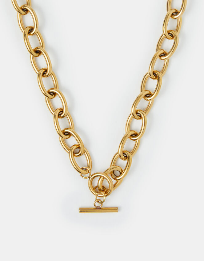 Stainless Steel Chunky T-Bar Necklace, , large
