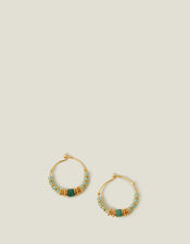 14ct Gold-Plated Aventurine Hoops, , large