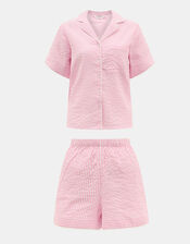 Stripe Seersucker Short Pyjamas Set, Pink (PINK), large