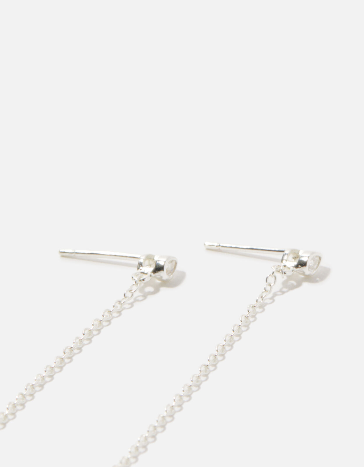 Silver long discount chain earrings