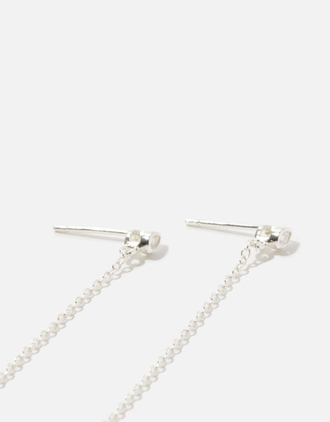 Sterling Silver Chain Drop Earrings, , large
