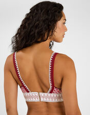 Tile Print Band Bikini Top, Red (RED), large