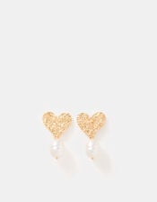 Heart Pearl Drop Earrings, , large