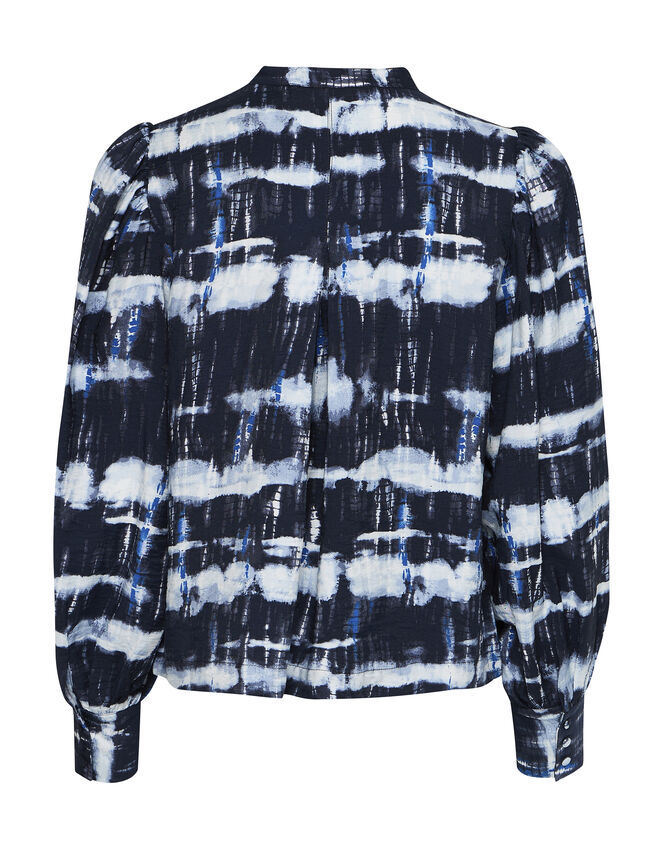 Ichi Tie-Dye Blouson Blouse, Black (BLACK WHITE), large