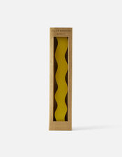 Handmade Wavy Pillar Candle, Yellow (YELLOW), large