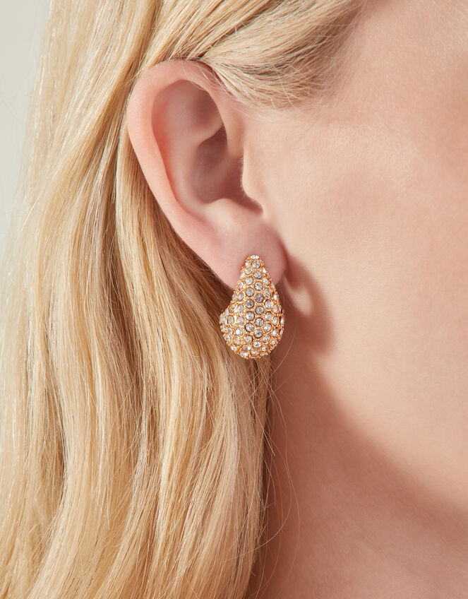 Diamante Curve Drop Earrings, , large